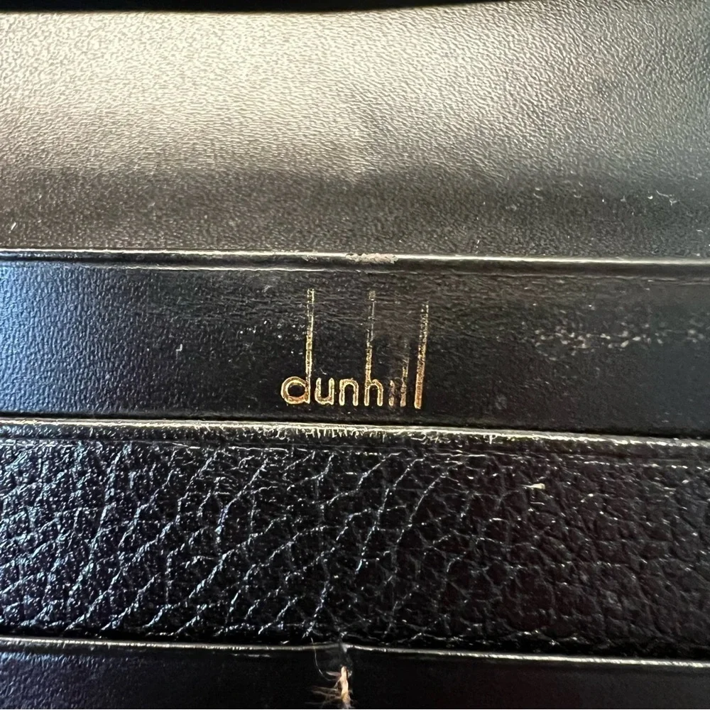DUNHILL Long Wallet in Black Pebbled Leather Unisex